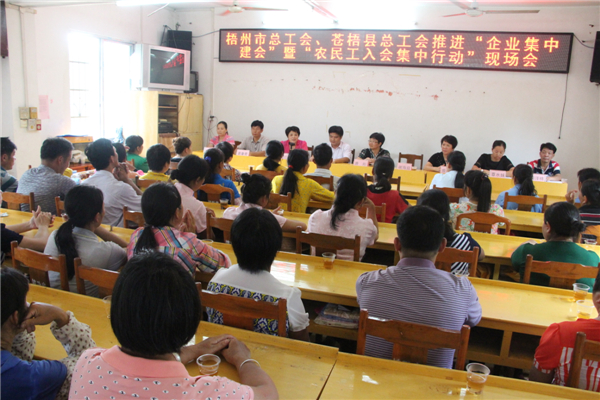 蒼梧縣總工會推進農(nóng)民工入會集中行動